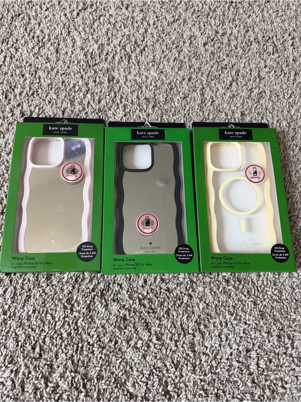 kate spade Wavy Clear iPhone Case Trio - Yellow, Black, Pink Accents